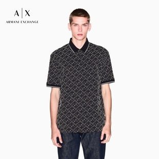 EXCHANGE 新款 ARMANI 阿玛尼秋季 男全棉三粒扣翻领短袖 老花Polo衫