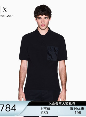 ARMANI EXCHANGE/阿玛尼26春夏新款男士翻领短袖正肩老钱风Polo衫