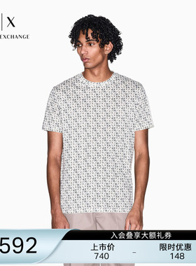 ARMANI EXCHANGE/阿玛尼26年夏季新款男士纯棉短袖正肩满印T恤
