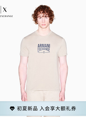 ARMANI EXCHANGE/阿玛尼26夏季新款男士圆领短袖正肩印花复古T恤