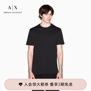男士 ARMANI EXCHANGE 阿玛尼26春夏新款 正肩刺绣纯棉T恤 圆领短袖