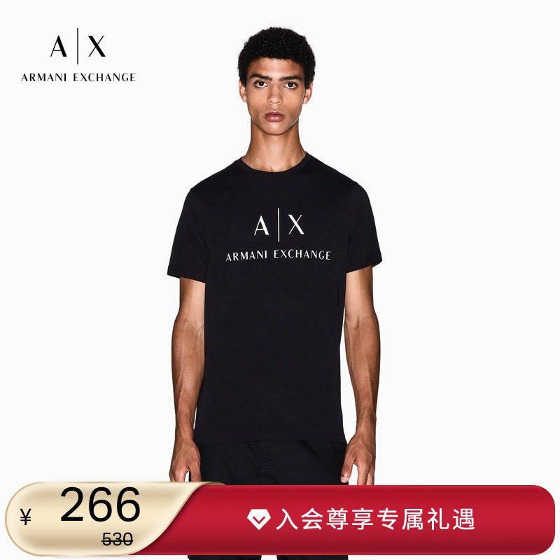 AX/阿玛尼男士纯棉圆领短袖T恤