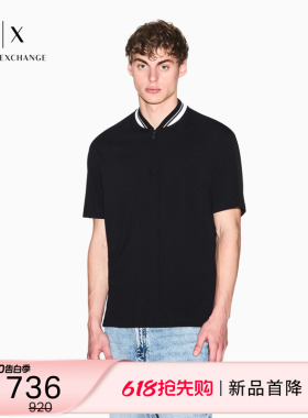 ARMANI EXCHANGE/阿玛尼春夏新款男士半拉链短袖正肩老钱风Polo衫