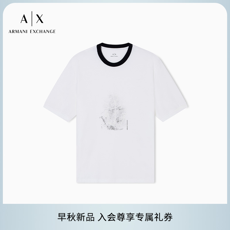 AX/阿玛尼男士全棉宽松刺绣T恤