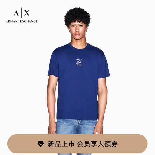 AX/阿玛尼男士圆领短袖刺绣T恤