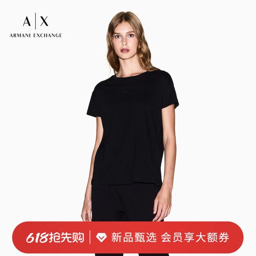 AX/阿玛尼女士纯棉宽松圆领T恤