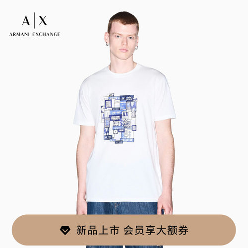 AX/阿玛尼男士圆领短袖印花T恤