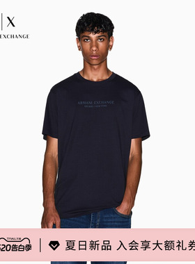 ARMANI EXCHANGE/阿玛尼男士圆领短袖正肩印花老钱风纯棉T恤衫