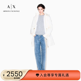 新款 阿玛尼冬季 女连帽收腰通勤中长夹克棉服外套 EXCHANGE ARMANI