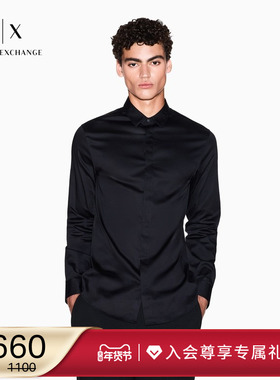 ARMANI EXCHANGE/阿玛尼冬新款男纯棉长袖人夫感商务西装衬衫上衣