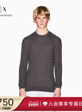 ARMANI EXCHANGE/阿玛尼冬季新款男士圆领羊毛混纺老钱风针织毛衣