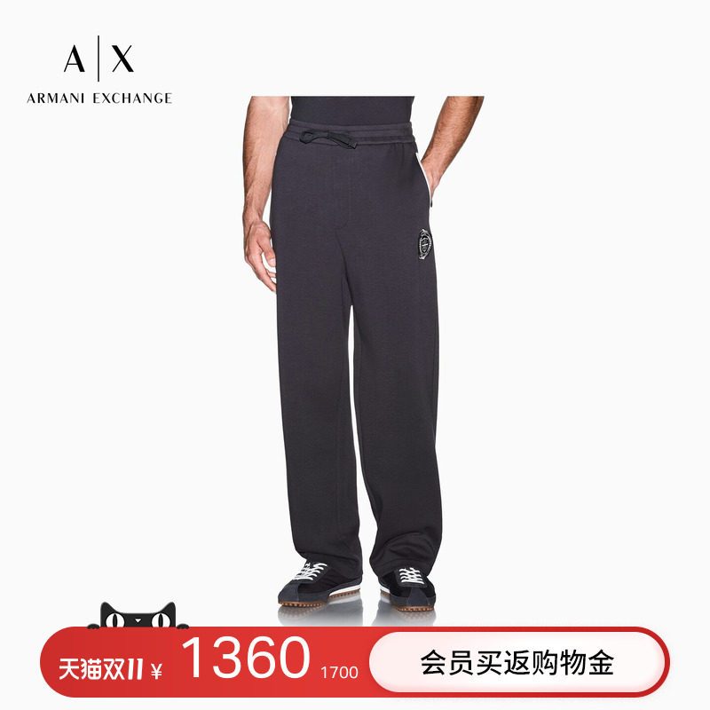ARMANI EXCHANGE/阿玛尼秋冬新款男宽松直筒垂感松弛系绳微弹卫裤