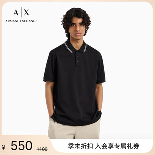 Polo衫 ARMANI 男丝光棉三粒扣翻领商务短袖 EXCHANGE 阿玛尼夏新款
