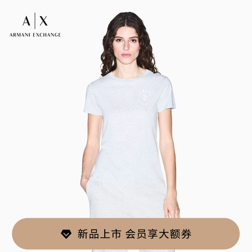 AX/阿玛尼女士纯棉短袖刺绣T恤