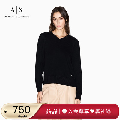 AX/阿玛尼女士绵羊毛套头毛衣