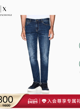 ARMANI EXCHANGE/阿玛尼冬季新款男休闲修身微弹复古水洗牛仔长裤