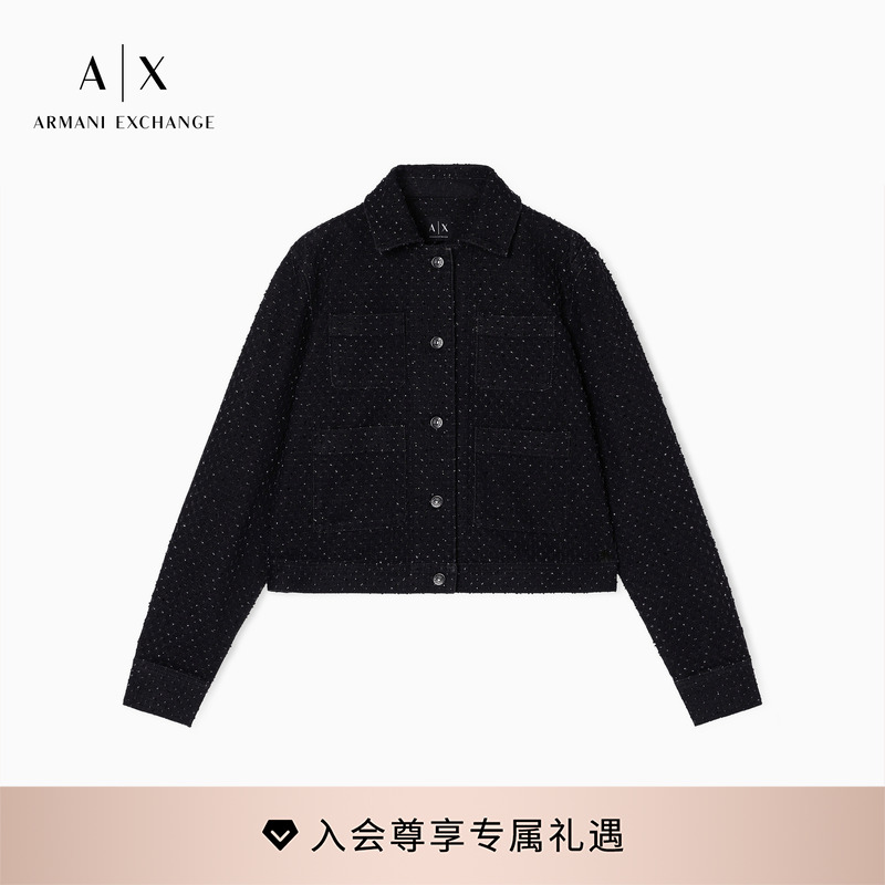 AX/阿玛尼女士短款翻领纽扣夹克