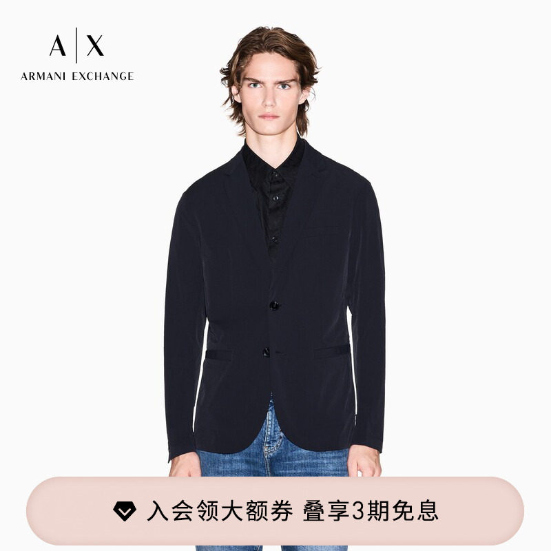 ARMANI EXCHANGE/阿玛尼秋冬男士平驳领单排扣商务休闲西装外套