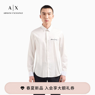 休闲商务白色衬衫 ARMANI 翻领长袖 阿玛尼春夏男士 官方 EXCHANGE