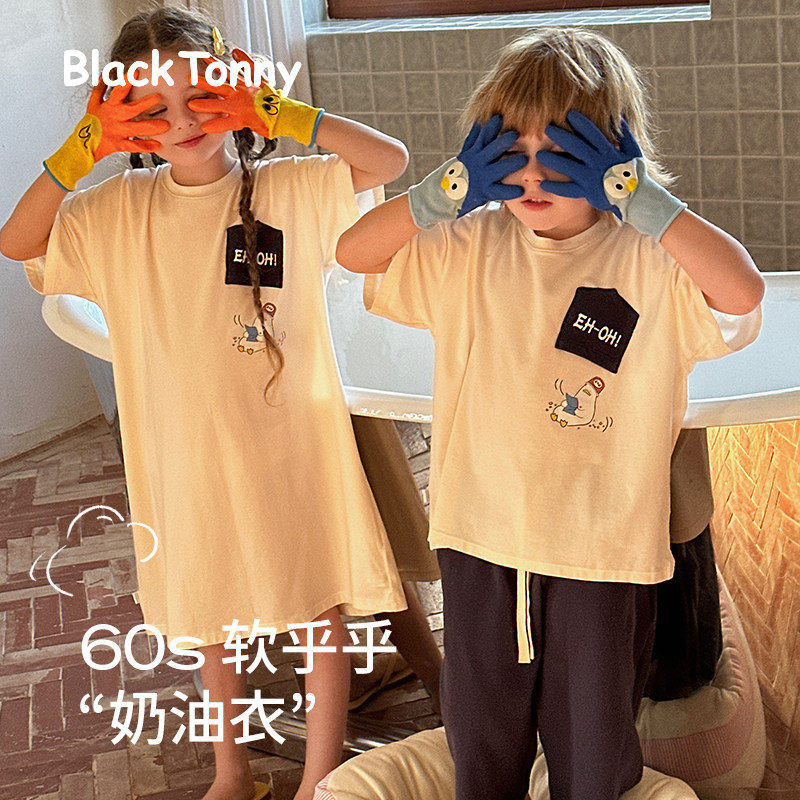 小黑托昵儿童家居服睡衣套装图片