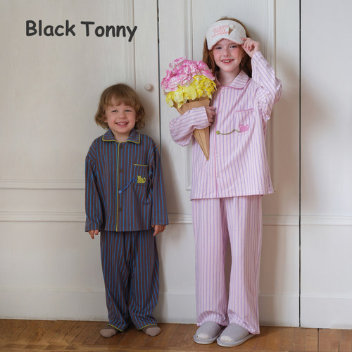 25小黑托昵男女童家居套装姐弟装