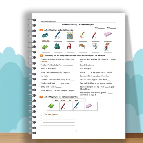 power up1测试卷0-4级闪卡单词本作业纸单元测试指引单英语字帖