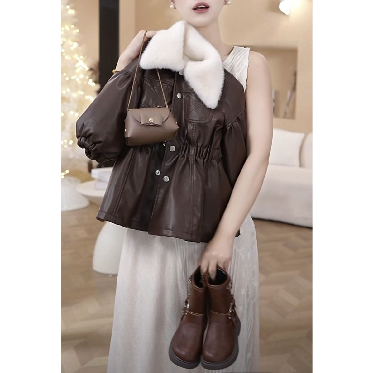 女童2025冬季新款舒适加绒加厚皮衣外套女宝宝洋气风衣保暖大衣潮