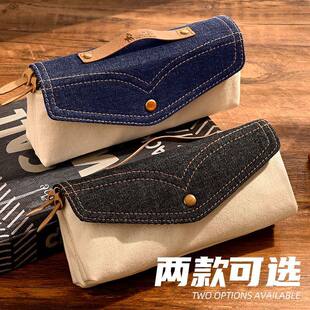 玩物笔袋大容量文艺复古风小众牛仔帆布原创设计学生高颜值设计感