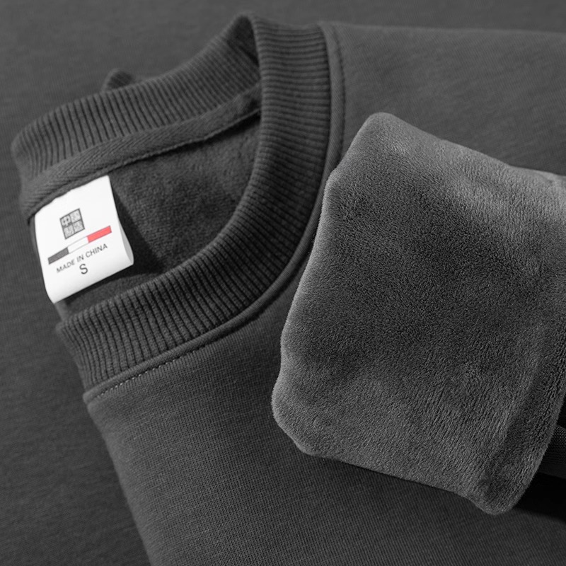 外贸清仓~奥特莱斯专柜撤回捡漏深灰色百搭秋冬加厚保暖圆领卫衣