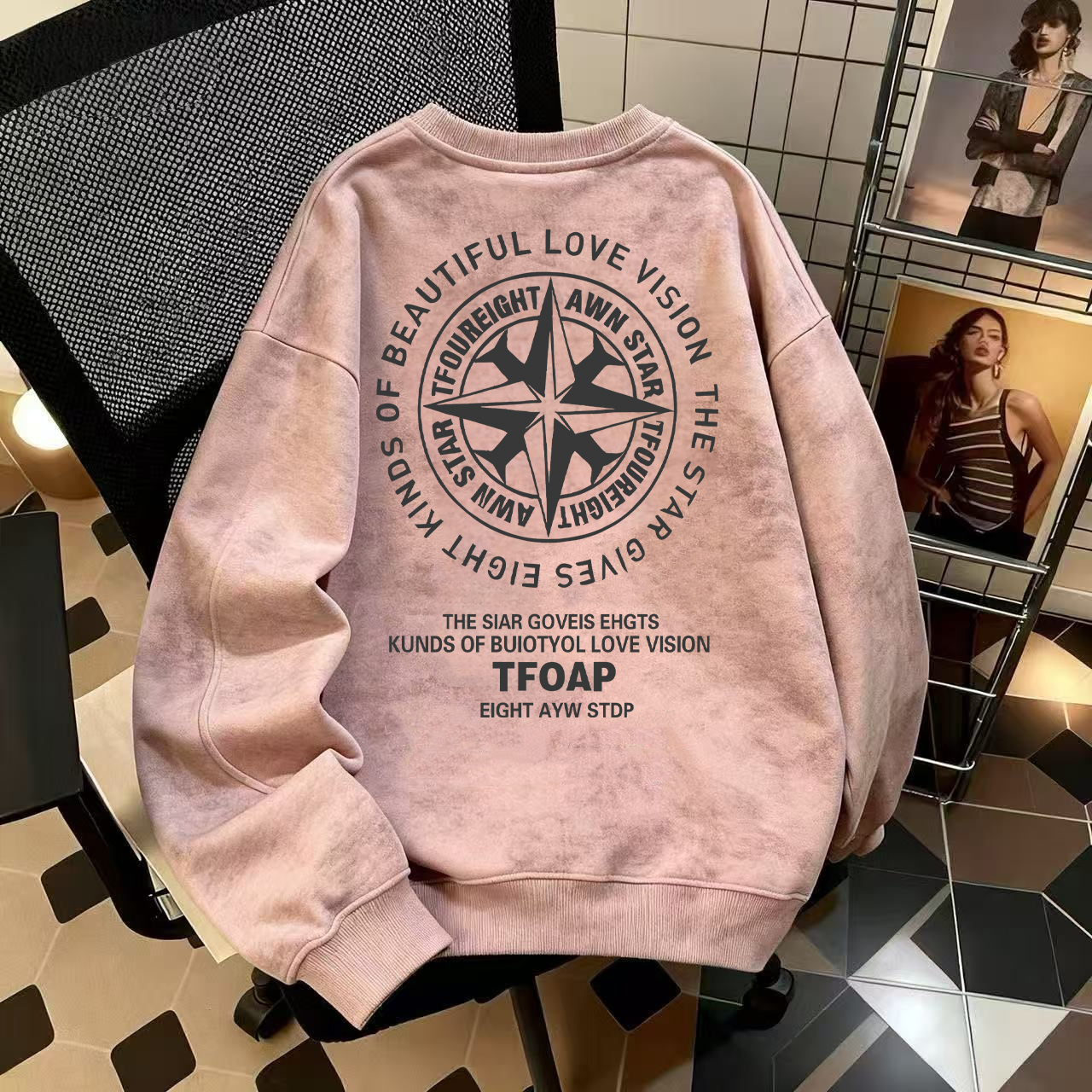 奥特莱斯~品牌外贸专柜捡漏扎染美式秋冬加绒保暖休闲卫衣男女ins