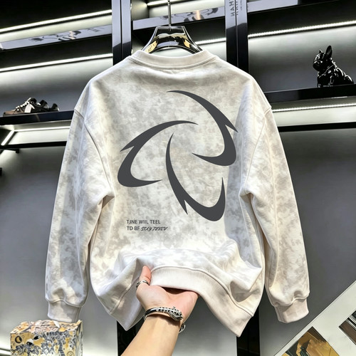 奥特莱斯~专柜折扣捡漏扎染痞帅秋季百搭圆男装卫衣个性休闲上衣