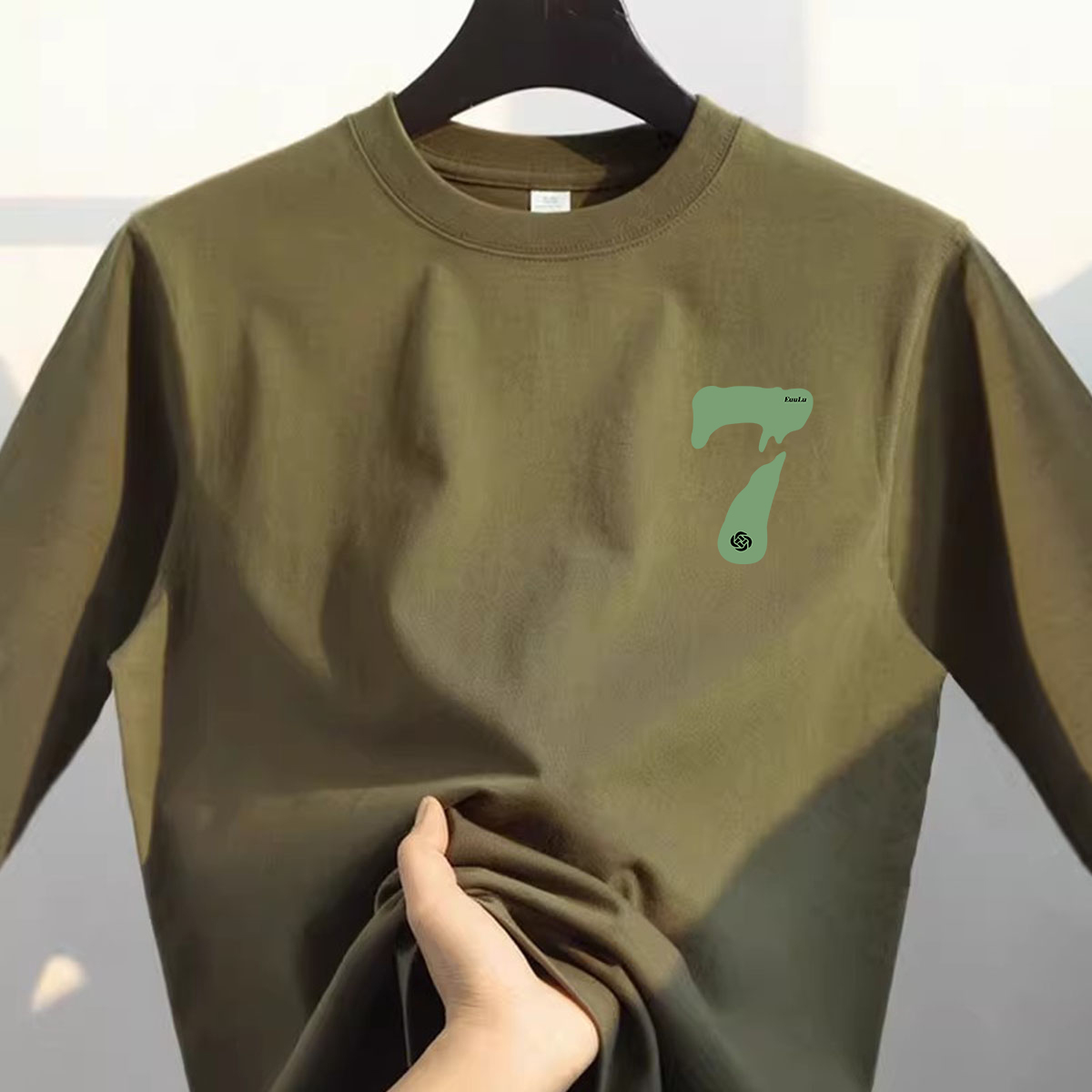 奥特莱斯~品牌外贸专柜捡漏简约纯棉新款秋季男女宽松长袖T恤打底