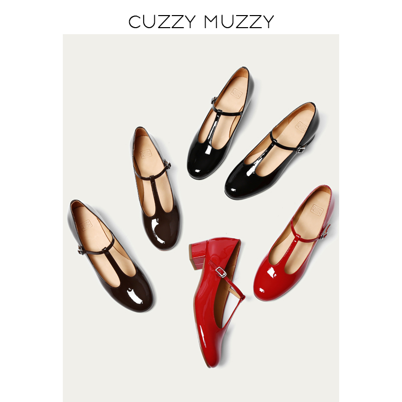 CUZZYMUZZY玛丽珍鞋法式粗跟单鞋