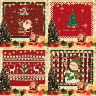 圣诞节ins风装 饰背景Christmas拍照氛围挂布圣诞老人节日墙布挂毯