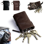 钥匙包男士 真皮大容量卡包女零钱包拉链家用车锁匙扣壳套腰挂迷你