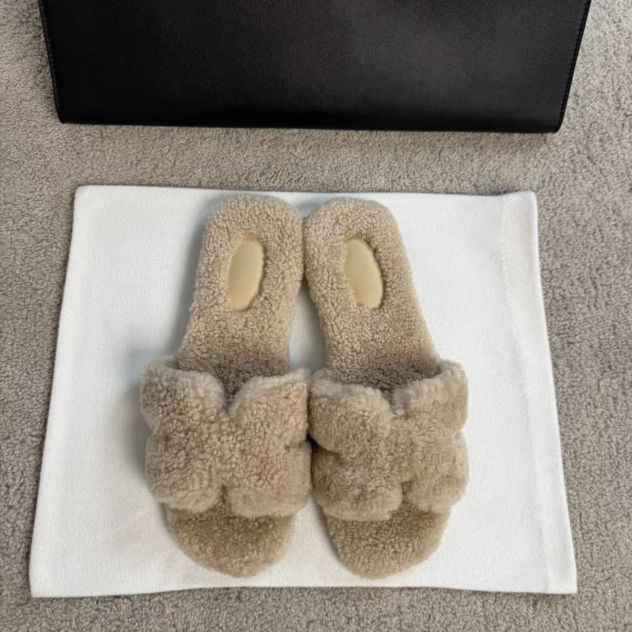 【限时特价】正确版 闭眼入/慵懒随性 h泰迪毛毛拖外穿羊羔毛拖鞋