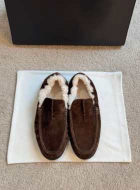 羊毛里保暖平底毛毛乐福鞋WUT0203