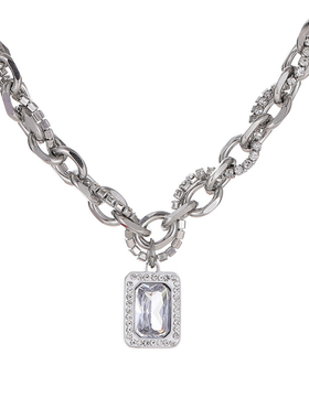 Wliu冰糖双层叠戴项链男女款轻奢钛钢毛衣链锁骨链潮流时尚款吊坠