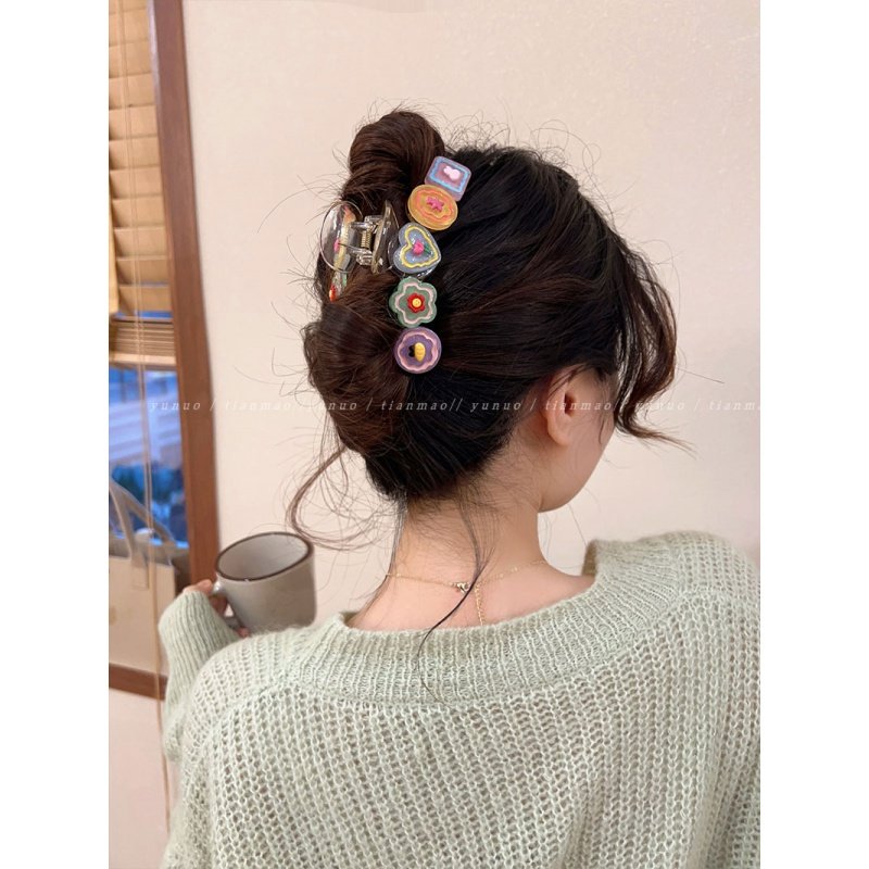糖果味~少女心果冻发夹女后脑勺抓夹盘发鲨鱼夹可爱夹子头饰发卡