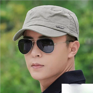 帽子男秋冬季 纯棉遮阳平顶帽防晒爸爸短檐布帽休闲百搭太阳鸭舌帽