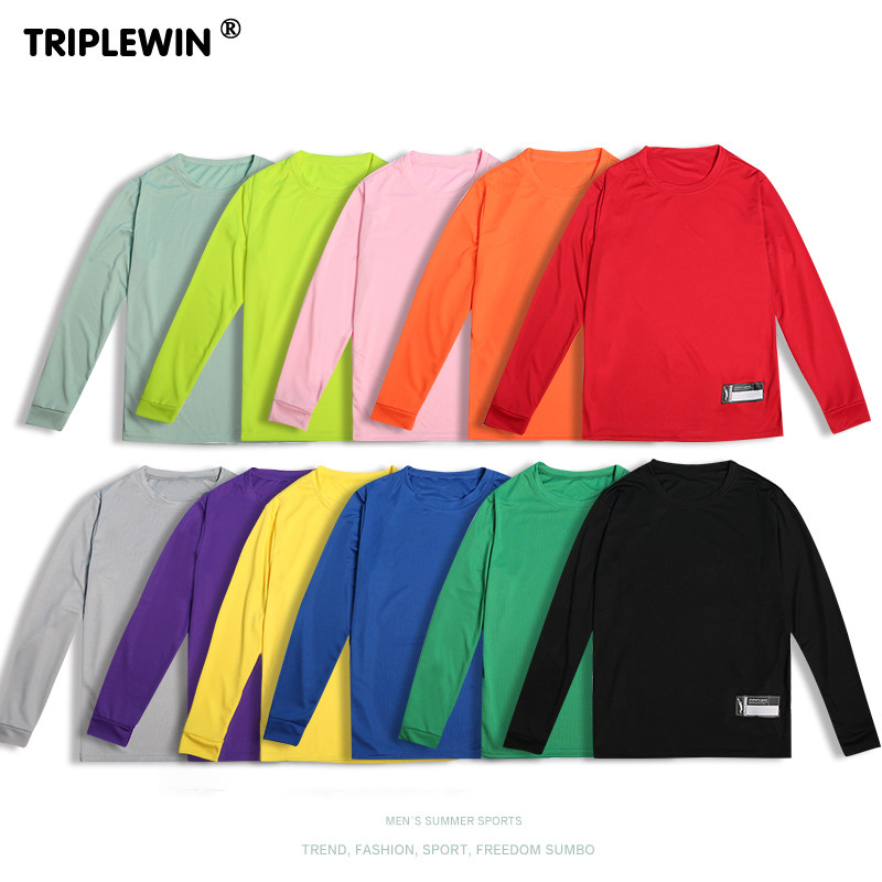 秋季运动训练热身打底篮球服基础款宽松纯色上衣内搭男女长袖T恤