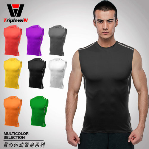 运动健身纯色男士无袖透气背心