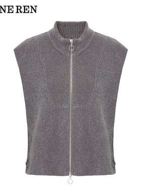 REINEREN任茜秋双开拉链半高领羊毛背心