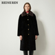 REINEREN任茜设计师2025秋冬款 美利奴皮毛一体拼接托卡毛领大衣