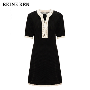 小香风粗棒短袖 新款 针织连衣裙 2026春季 REINEREN任茜设计师款