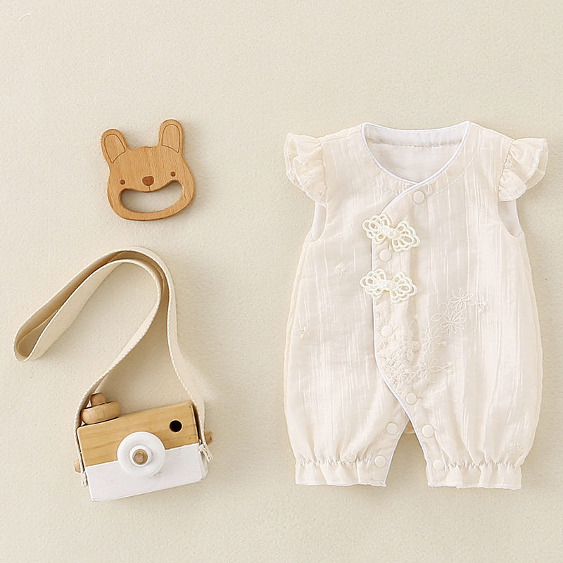 夏款月下清荷连衣哈衣裙子幼儿夏季哈衣宝宝婴儿儿童衣服旗袍