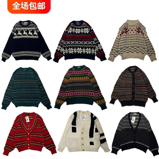 古着vintage雪花细条纹套头毛衣衫针织外贸复古古着羊绒羊毛纱029