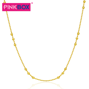 PINKBOX/娉饰珠宝18K金隔珠链 三珠间珠波波链项链百搭锁骨链颈链