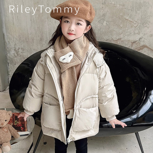 英国Riley Tommy儿童连帽羽绒服加厚保暖白鸭绒外套女孩冬装棉衣