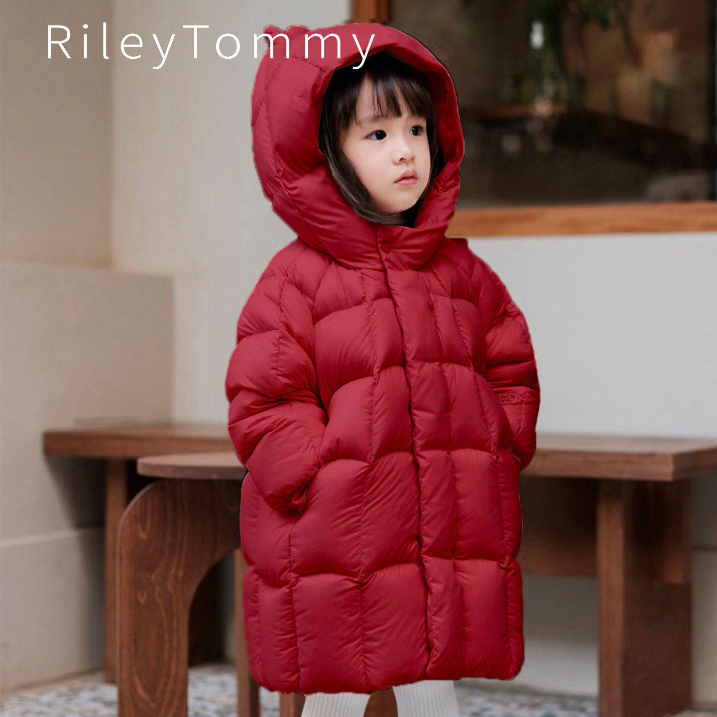 英国RileyTommy儿童羽绒服秋冬季新款女童加厚保暖外套宝宝中长款